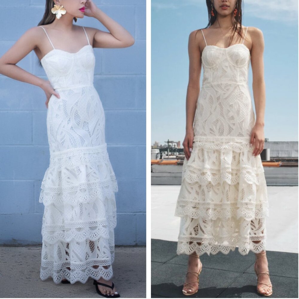 BEST PatBO Aura Lace Flutter Midi Dress Vacation Wedding Event Party